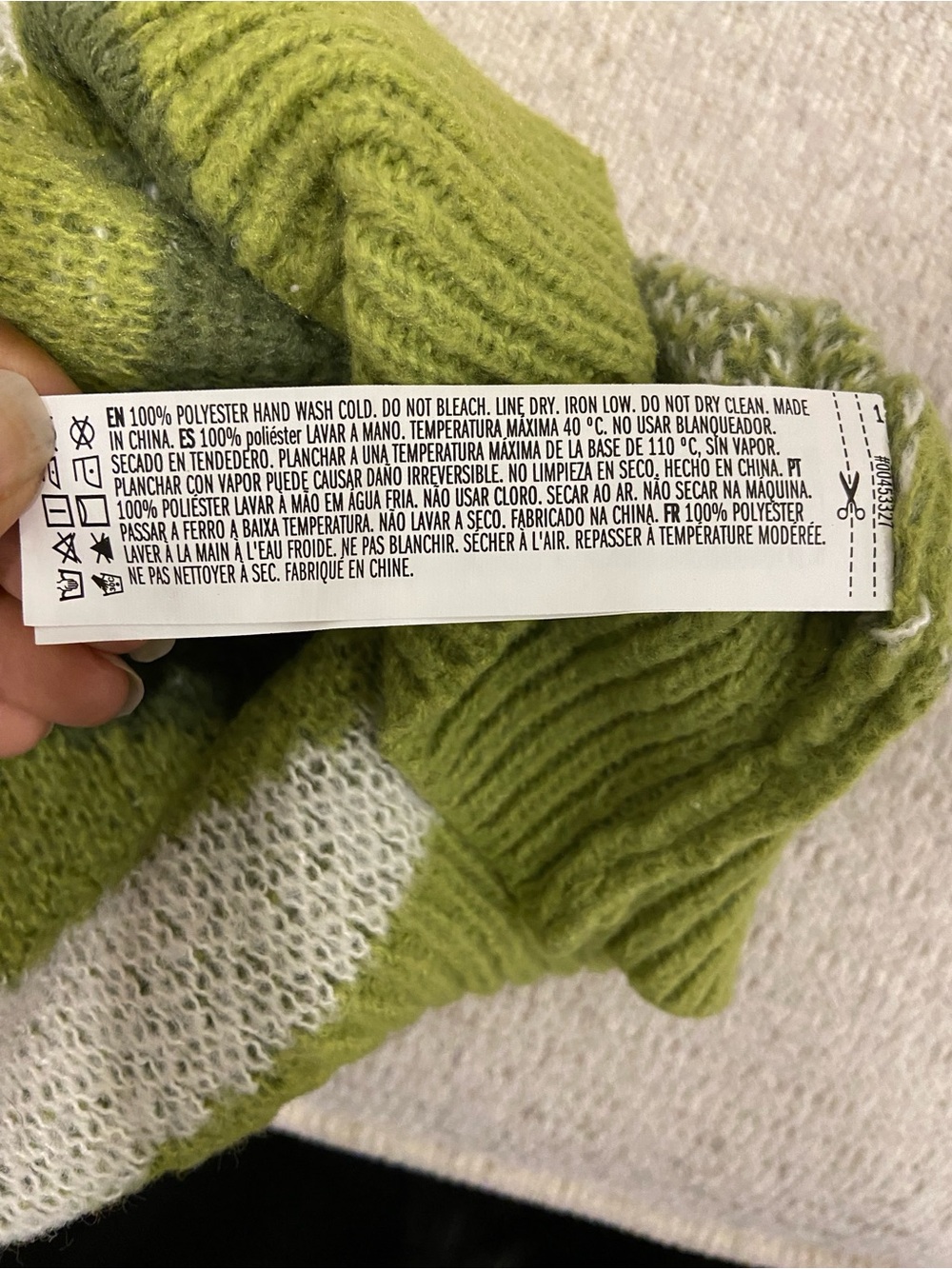 Green Knit Sweater with White Stripe - Picture 3 of 5